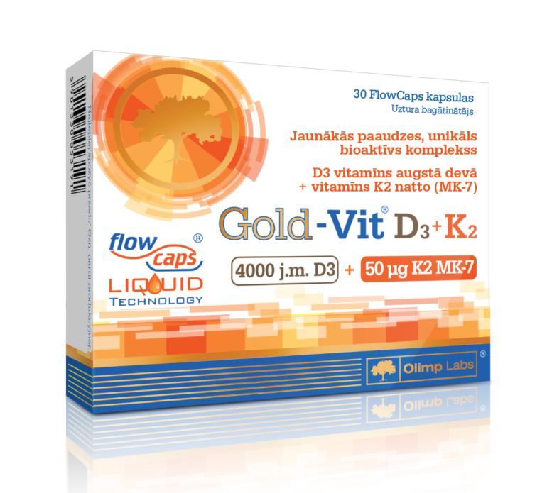 Vitamīns D3 + K2 / Gold Vit D3 + K2 (30 kapsulas)