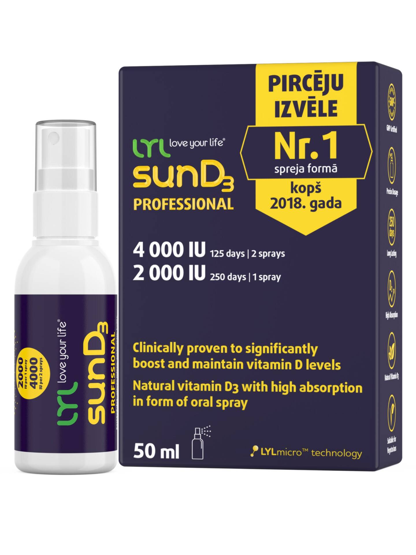LYL sunD3 PROFESSIONAL 4 000 SV | 2 000 SV, sprejs (50 ml)
