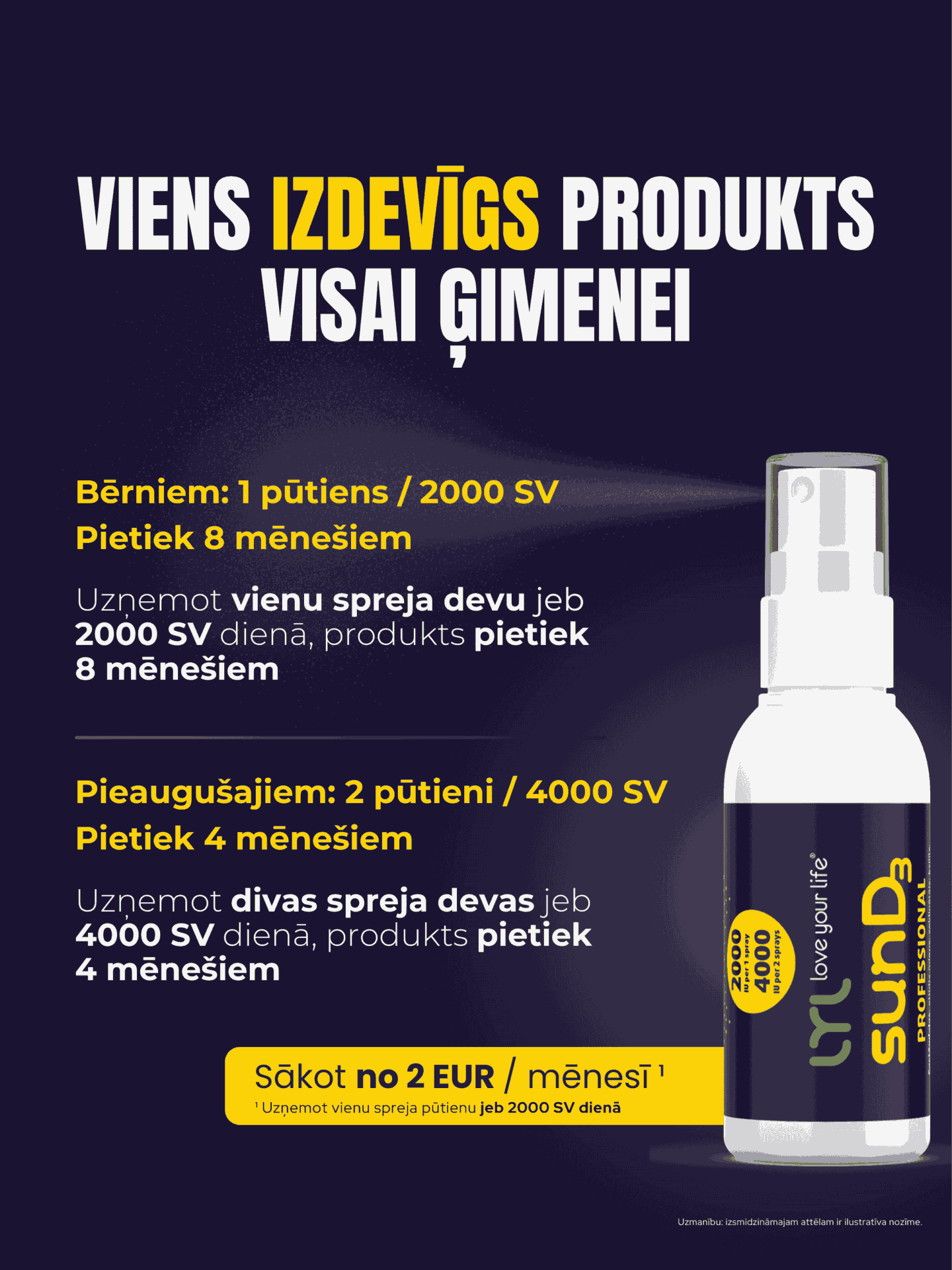 LYL sunD3 PROFESSIONAL 4 000 SV | 2 000 SV, sprejs (50 ml) - Image 3