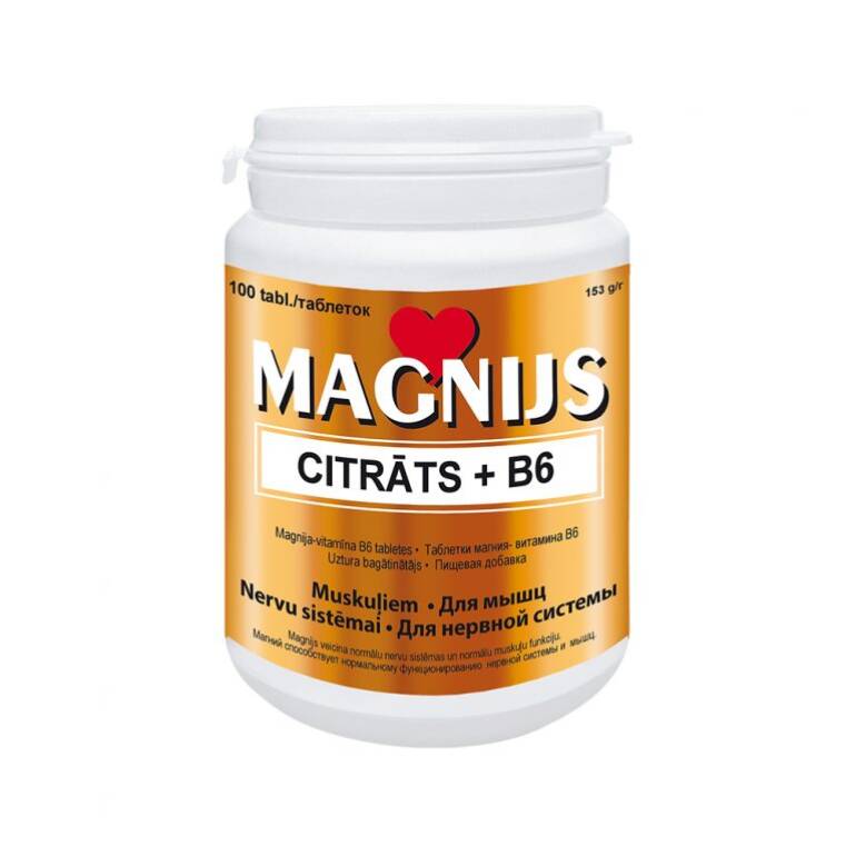 Magnija Citrāts + B6 (100 tabletes)