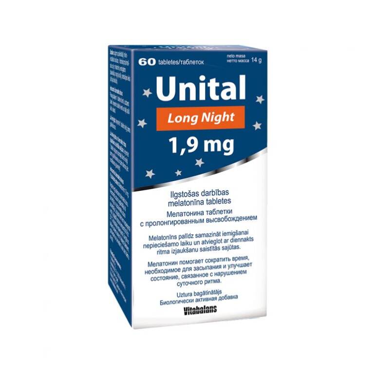 Melatonīns 1,9 mg / Unital Long Night