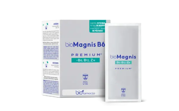 Magnijs / bioMagnis B6 Premium B6, B12, Zn (28 paciņas)