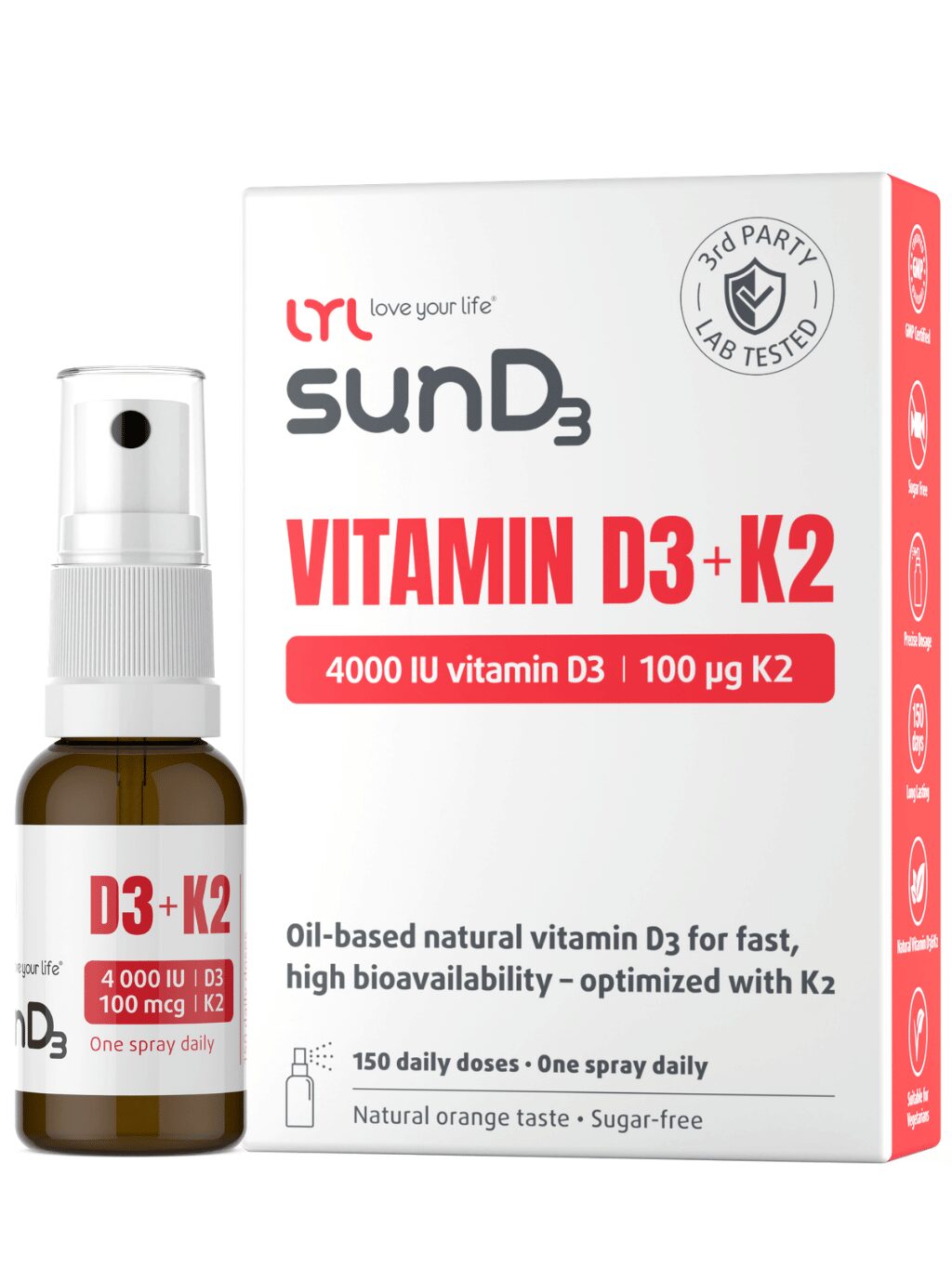 LYL sunD3 D3 4000 + K2, sprejs (15 ml)