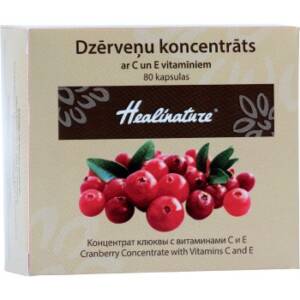 Dzērveņu koncentrāts ar C un E vitamīniem Healinature (80 kapsulas)